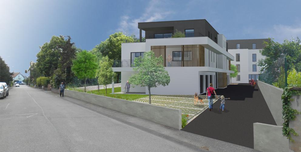 Collectif JW - Vue depuis le domaine public sur le bâtiment B